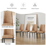 RDUEEI Brown Dining Chairs Set of 6, Comfortable Dining Room Chair, Metal Kitchen Chairs with Leathaire Fabric and High Back, Sillas para Comedor Set de 6 for Living Room (BR-6) RDUEEI