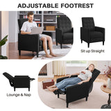 Yaheetech Fabric Recliner Chair Mid-Century Modern Recliner Adjustable Single Recliner Sofa with Thicker Seat Cushion Tufted Upholstered Sofa with Pocket Spring for Living Room Bedroom Black Yaheetech