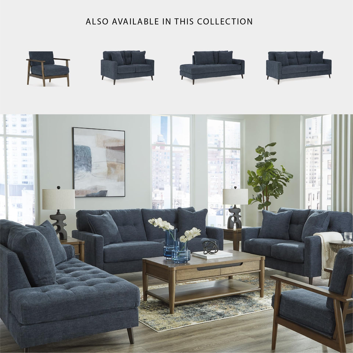 Signature Design by Ashley Bixler Classic Tufted Loveseat with Removable Cushions, Blue Signature Design by Ashley