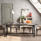 Tribesigns Dining Table for 8 People, 70.87-inch Rectangular Wood Kitchen Table with Strong Metal Frame, Industrial Large Long Dining Room Table for Big Family (Gray, No Chair) Tribesigns