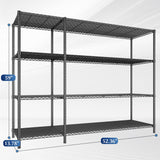 Romorgniz 52.4W Storage Shelves Wire Shelving Unit, 4 Tier Metal Shelving Rack Load 1120LBS,Adjustable Pantry Shelves Heavy Duty Garage Shelving,52.4Wx13.8Dx59H,2PCS Romorgniz