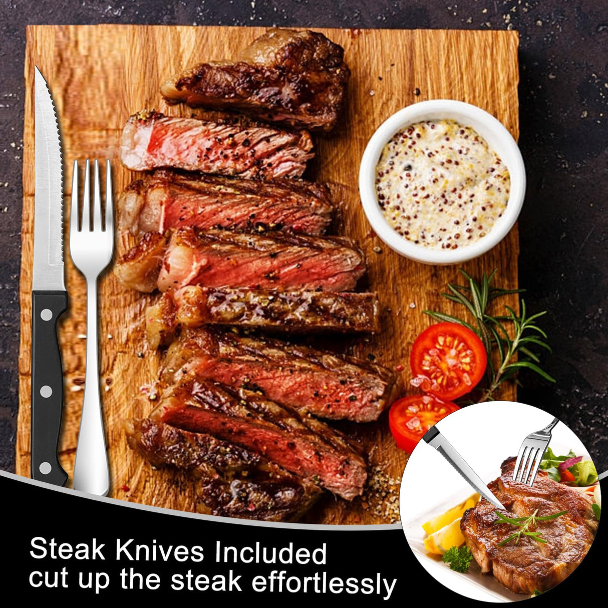 49-Piece Stainless Steel Silverware Set with Cutlery Organizer, Service for 8 with Steak Knives and Kitchen Utensils JUNLIN