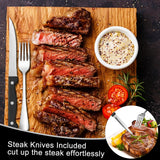 49-Piece Stainless Steel Silverware Set with Cutlery Organizer, Service for 8 with Steak Knives and Kitchen Utensils JUNLIN