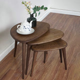 Ultimate Premium Products Solid Nesting Table Set of 3- Oak Mid Century Pebble Tables with Tapered Legs – Wooden Home Furniture in a Retro Style - Oak Ultimate Premium Products