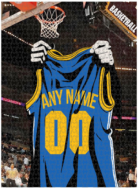 MBHappy Wooden Jigsaw Puzzles for Adults - Custom Name and Number on (Golden State) Basketball Player Art Photo - 300 500 1000PCS Puzzles Game Home Wall Decor MBHappy