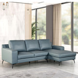 Furniture of America Ronan Modern Leather Sectional Sofa with Chaise and Pillows, L Shaped Couch for Living Room, Bedroom, FSC Certified, Right-Facing, Blue Furniture of America