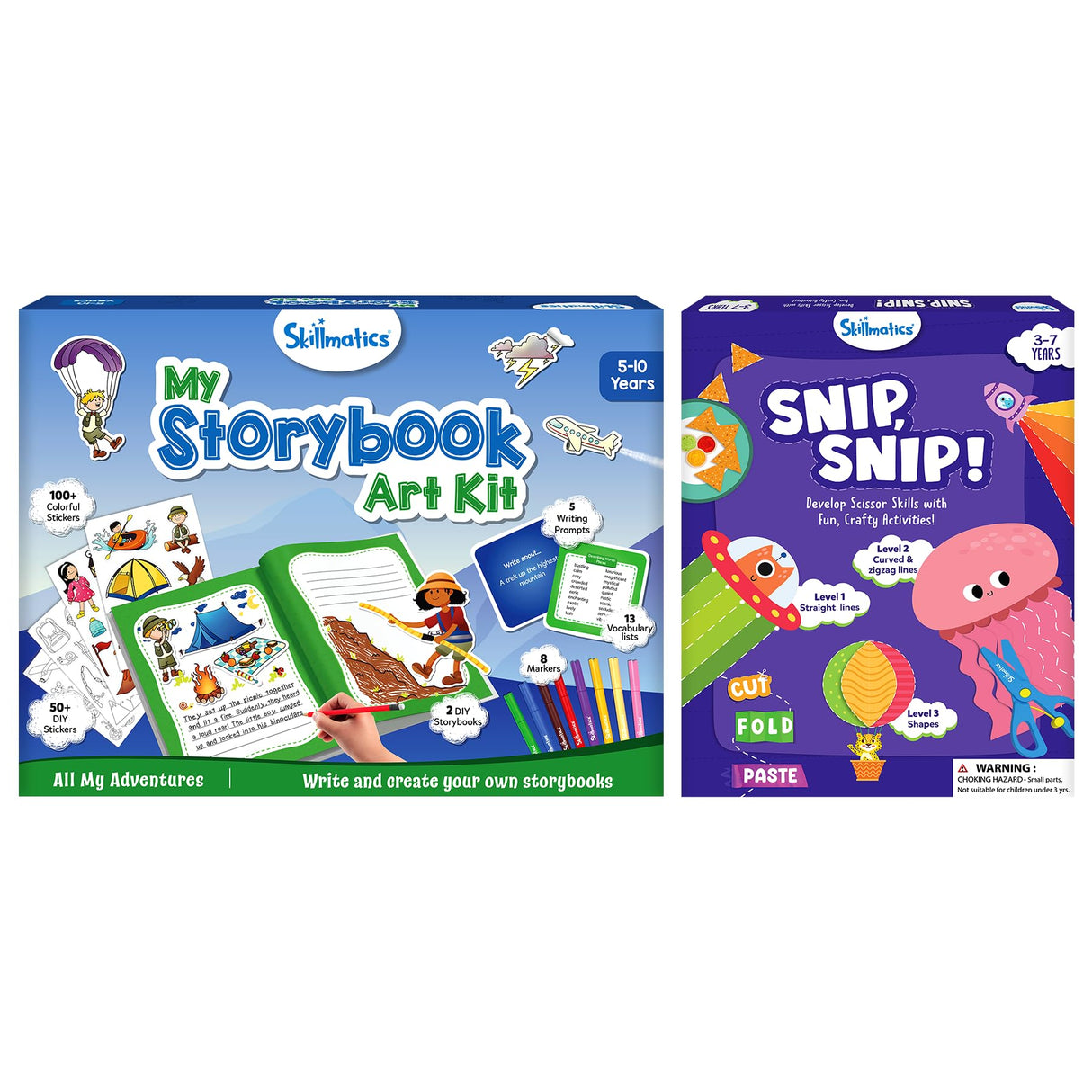 Skillmatics Storybook Art Kit All My Adventures & Snip, Snip Bundle, Gifts for Toddlers, Girls & Boys Ages 5, 6, 7, 8, 9, 10 Skillmatics