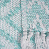 DII Rustic Farmhouse Throw Blanket with Decorative Tassles, Use for Chair, Couch, Bed, Picnic, Camping, Beach, & Just Staying Cozy at Home (50 x 60), Large Chevron Aqua DII