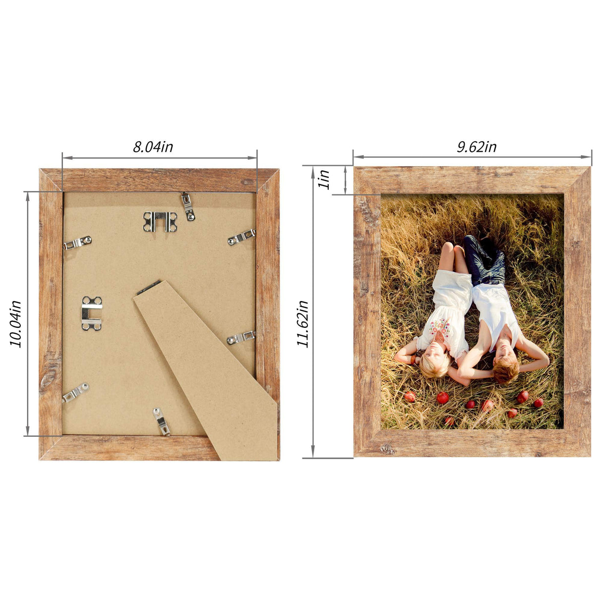 iRahmen 4 Pack 8x10 Picture Frame Rustic Brown Set with High Definition Glass Photo Frames for Desktop Display and Wall Mounting. iRahmen