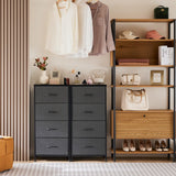 Atilioo Dresser for Bedroom with 4 Drawers, Anti-Tip Tall Fabric Chests Storage Organizer Tower Furniture with Wooden Top Metal Frame for Clothes, Closet, Living Room, Hallway, Entryway Atilioo