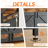 HOOBRO 43.3" Large Dog Crate Furniture with LED Lights, Heavy Duty Dog Kennel Indoor with Storage Shelves, Wooden Crate End Table for Large Medium Dogs, Rustic Brown and Black BF89DGW03 HOOBRO