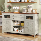 YITAHOME Farmhouse TV Stand for 65/55 Inch Television, Entertainment Center Television Stand with Drawers & Door, 59" Media Console TV Cabinet for Living Room, Antique White YITAHOME