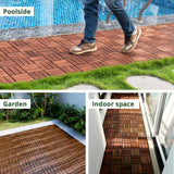 BEEFURNI Acacia Interlocking Deck Tiles (12x12 Pack 10), Acacia Wood Deck Tiles Interlocking Outdoor, Indoor Flooring Mats for Balcony Decor,Patio, Backyard, 1-Year Manufacturer Warranty (Dark Brown) BEEFURNI