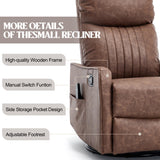 PELUMY Recliner Chair Swivel Rocking with Heat Massage - 360° Manual Recliner, 8-Point Vibrating & Lumbar Heat, Easy Assembly Chair for Living Room (Breathable Leather, Brown) PELUMY