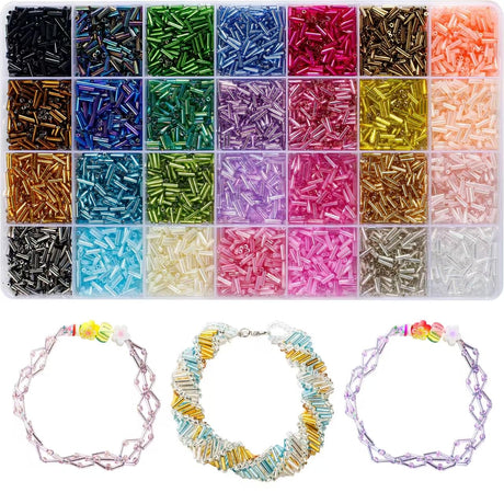 Ybxjges 4800Pcs 7mm Tube Beads Kit with 28 Colors Glass Bugle Seed Beads Small Craft Beads for DIY Bracelet Necklaces Jewelry Making Ybxjges