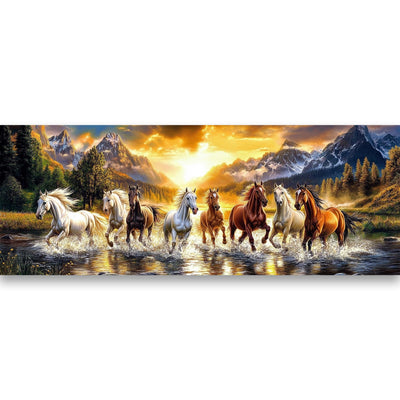 Yomiie Large Diamond Art Kits for Adults, Horse Animals Diamond Painting Art Sunset Landscape Full Round Drill Kits, Embroidery Rhinestone Diamond Crystal Craft Canvas Home Wall Decor 31.5x11.81 inch