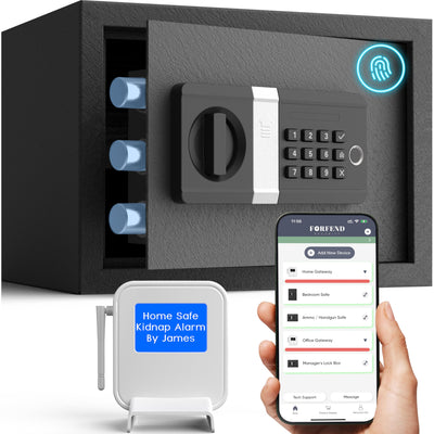 FORFEND Smart Home Safe | WiFi Safe Box App Lock/Alarm | Voice Command, Kidnap Alarm, Tamper Detect, Frozen Mode, Sub Account| Digital Safe Anti Theft