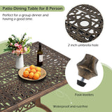 [Hi-End]9-Piece Outdoor Dining Set All Aluminum Patio Table and Chairs Set with 2 Swivel Chair & 6 Patio Chair Outdoor Dining Table Set for 8 Include 86.6’’ Rectangular Patio Table with Umbrella Hole RICHRYCE