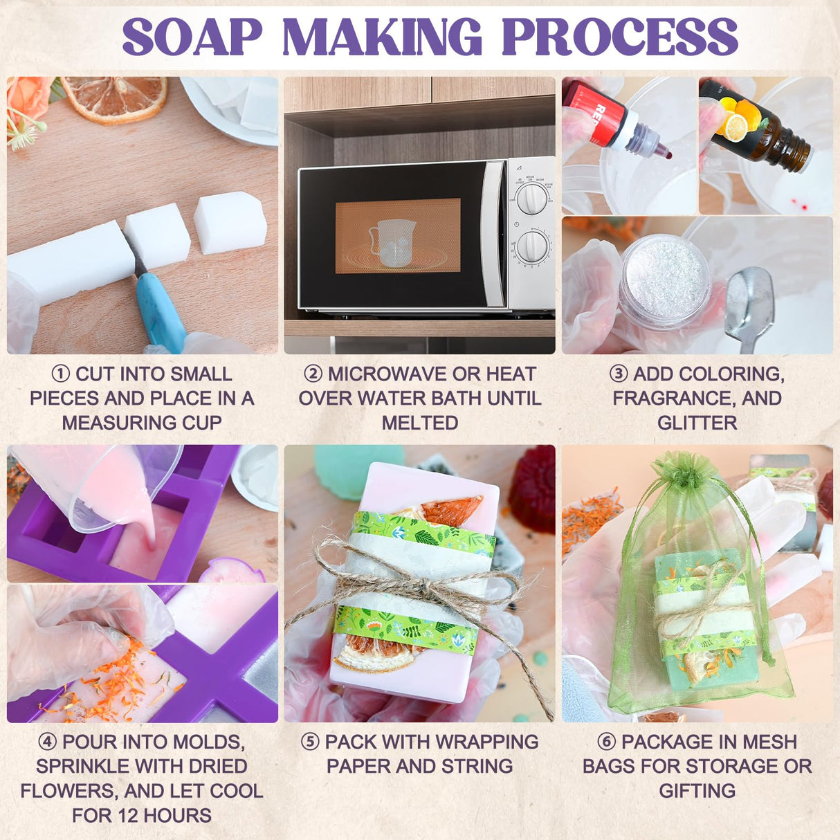 Jcoos Soap Making Kit, Soap Making Kit for Adults, Kids - Shea Butter Glycerin Melt and Pour Base, Molds, Dye, Fragrances, Dried Flowers, DIY Craft for Kids Beginners Girls, Gift Boxes for Women Jcoos