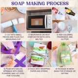 Jcoos Soap Making Kit, Soap Making Kit for Adults, Kids - Shea Butter Glycerin Melt and Pour Base, Molds, Dye, Fragrances, Dried Flowers, DIY Craft for Kids Beginners Girls, Gift Boxes for Women Jcoos