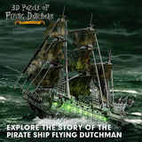 CubicFun 3D Puzzles for Adults Green LED Flying Dutchman, 360 Pieces Pirate Ship Arts & Crafts for Adults Gifts for Men Women Model Kit, Lighting Ghost Ship Easter Gifts Valentine's Day Gift CubicFun
