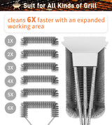 PePeng Grill Brush with Scraper, Non-Slip Handle, Bottle Opener, 3 in 1 Extra Strong BBQ Cleaner Accessories, Deep Clearning Brush for Gas/Charcoal Grilling Grates Pepeng