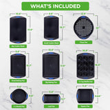 NutriChef 10-Piece Nonstick Bakeware Set - Heavy Duty Carbon Steel Baking Trays w/Silicone Handles - Includes Cookie Sheets, 12-Cup Muffin Pan, Pizza & Loaf Pan, Round & Square Pans - Easy to Clean NutriChef