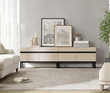 WAMPAT Modern TV Stand for TVs up to 75 inch, 2 in 1 Entertainment Center TV Console with Storage Cabinets and Metal Base,Media Console for Living Room,Light Oak WAMPAT