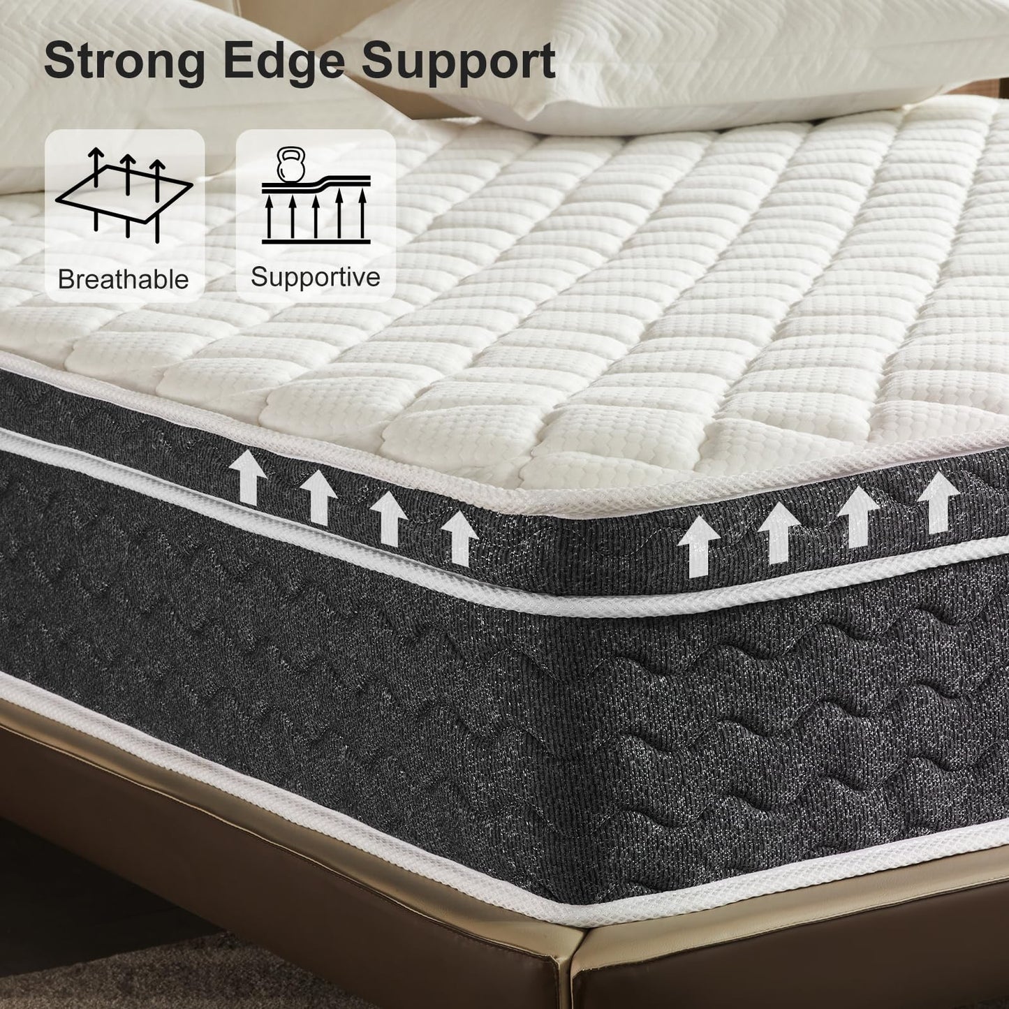 Ablyea King Mattress 12 Inch Hybrid Mattress King - Memory Foam & Individually Pocket Coils Springs | Pressure Relief | Motion Isolation, Edge Support | CertiPUR-US Certified | Medium Firm