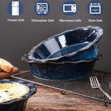 vicrays Ceramic Pie Pan for Baking - 9 inch Pie Plate, Round, Fluted and Deep Pie Dish for Tart, Pizza, Apple Pie, Quiche, Pot Pies, Cake - Reactive Glaze (Starry Blue) vicrays