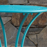 Christopher Knight Home Lourdes Iron Bistro Set, 3-Pcs Set, Matte Teal Christopher Knight Home