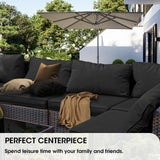 Grezone 7 Piece Patio Furniture Set with 44" Fire Pit Table, Outdoor Sectional Couch, PE Rattan Patio Conversation Sets with 4inch Cushions for Backyard Black (BK) Grezone