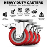 Castrek 4 Inch Caster Wheels Heavy Duty Casters Set of 4 (2200lbs Load Capacity) Lockable Cart Wheels with Brakes, 360 Degree Rotatable - Ideal Caster for Cart, Furniture and Workbench (4 x Brakes) Castrek
