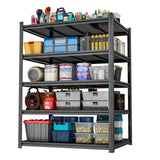 Metal Garage Shelving Unit, Heavy Duty 5-Tier Adjustable Storage Rack, Steel Shelving, 3020 lbs Capacity, Industrial Shelves for Heavy Tools and Equipment, Ideal for Garage, Basement, Black, 63" Beaunatixx