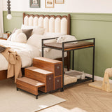 Dog Window Perch, Dog Bed and Dog Stairs, Dog Cot with 3-Tier Dog Steps, Wood Pet Stairs w/Raised Dog Bed, Bunk and Pet Steps with Storage Drawers,Cat Window Perch, Dog Perch to Look Out Window EazeHome