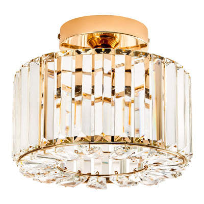 VONLUCE Crystal Ceiling Light Fixture, Semi Flush Mount Ceiling Light Modern Crystal Hallway Light, Gold Flush Mount Chandelier for Entryway Kitchen Bedroom Living Room Entryway