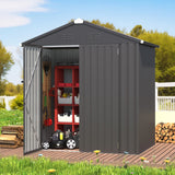 AECOJOY Shed 6' x 4' Storage Shed, Dark Grey Metal Sheds & Outdoor Storage Clearance, Utility and Tool Garden Shed with Lockable Doors for Backyard, Patio, Outside Use AECOJOY