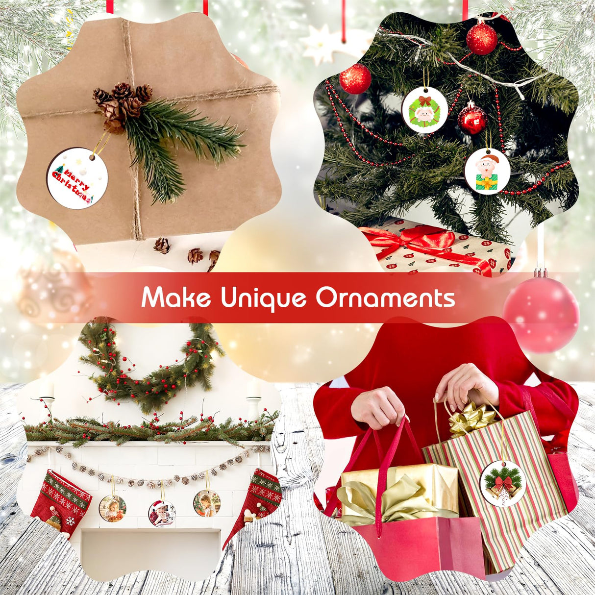 35 Pieces Sublimation Ornament Blanks，SPOKKI 3" Round Christmas Blank Sublimation Ornaments Double Side Sublimation Blanks Pendants with Ropes for DIY Decor Craft SPOKKI