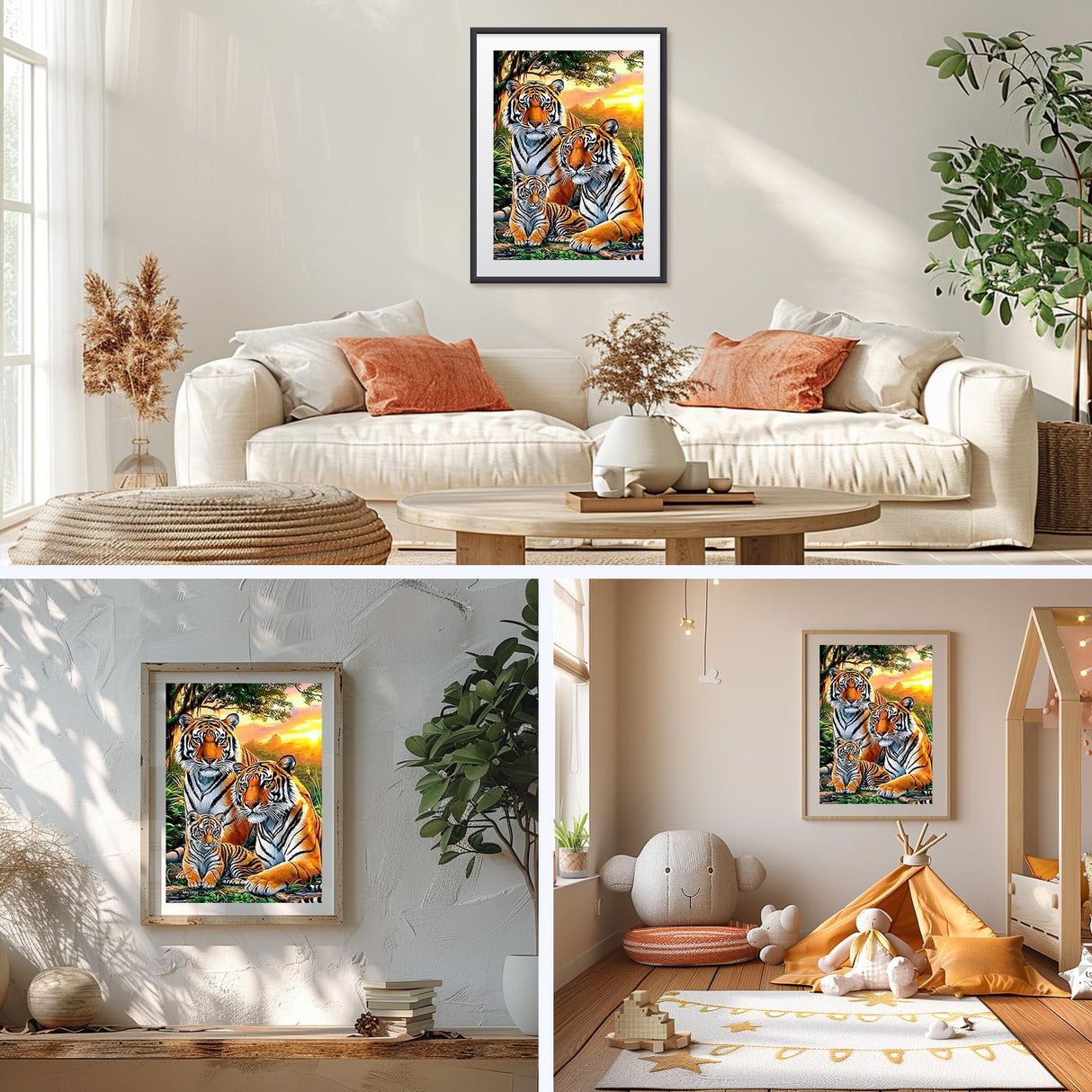 GHHKUD Diamond Painting Kits Tigers for Adults, DIY 5D Animal Family Diamond Painting, Full Drill Forest Diamond Art Kits Art Pictures for Relaxation Gifts Home Wall Decor 30x40cm GHHKUD