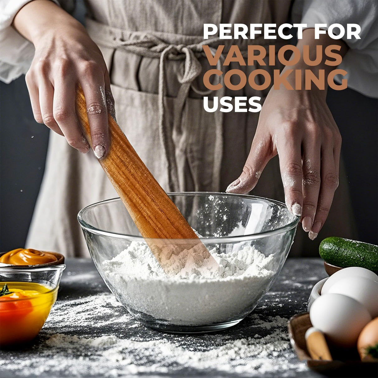 Natural Teak Wood Spatula for Cooking, 12 Inches Flat Wooden Turner, Small Wood Flippers Handmade for Nonstick Cookware Turning Flipping Serving and Scraping. Set of 2 AIUHI