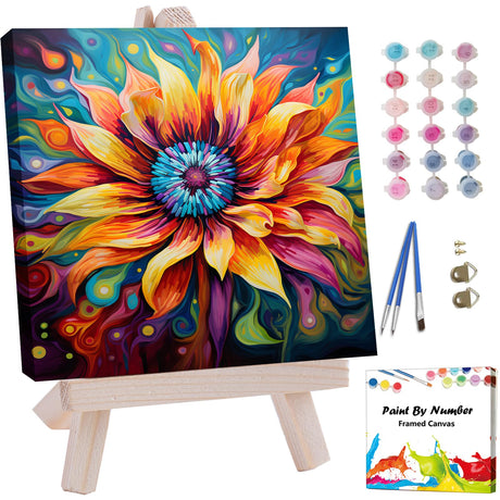 Artunion Framed Paint by Numbers Kit for Adults Beginners & Kids Ages 8-12,Blossom Flower Paint by Number with Frame, Floral Paint by Numbers Kit on Canvas 10 * 10 Inch Without Easel Artunion