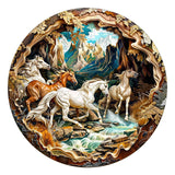 Wooden Puzzles for Adults, 3D Visual Effects Running Horses Wooden Jigsaw Puzzles for Adult, Wood Puzzles Adult, Cool Puzzles, Unique Gift Idea, Wall Art Canvas Puzzle (S-8.5 * 8.5in-100 Pcs) Pijesaksa
