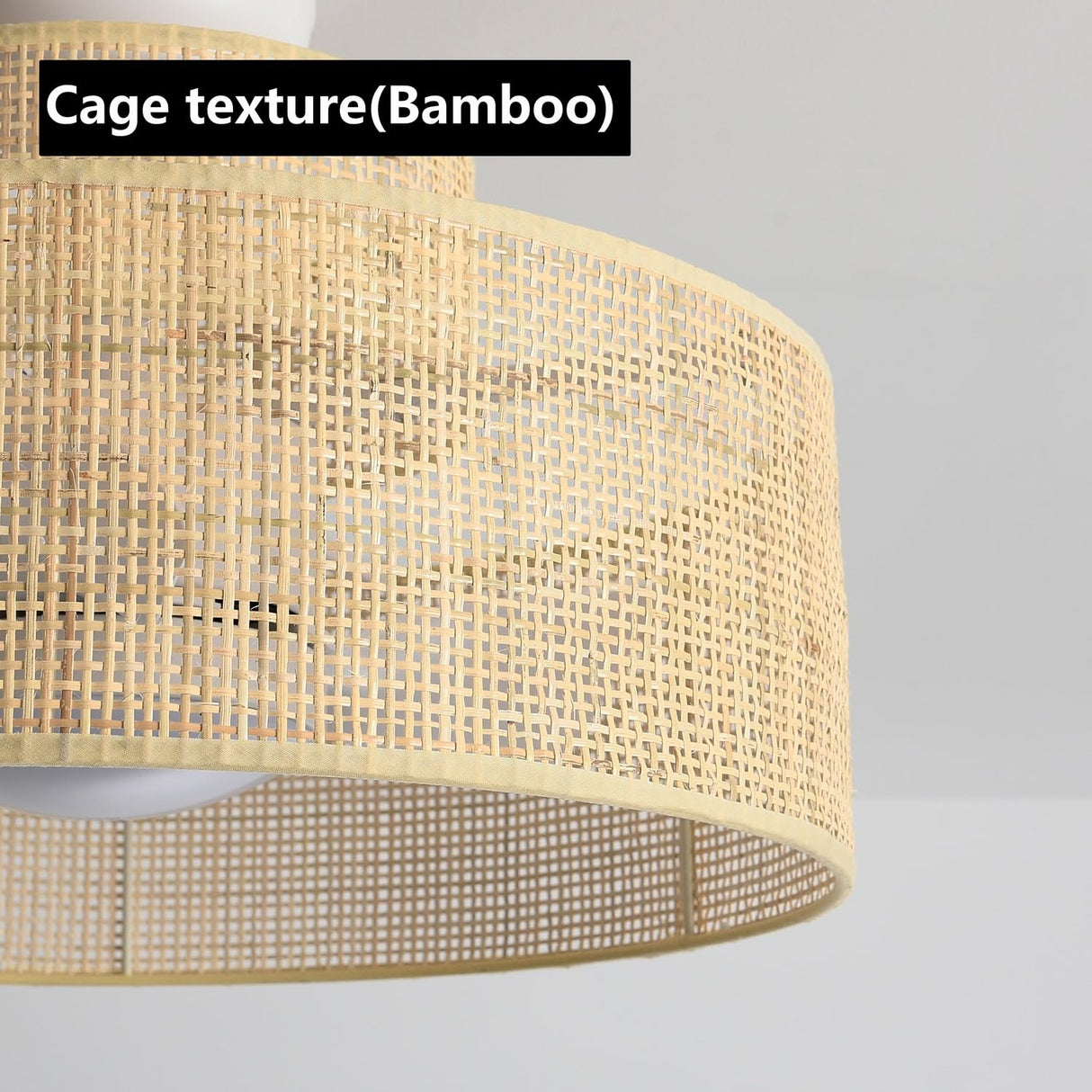 22” Bamboo DC Dimmable Ceiling Fan with Light and Remote Control,Boho Wooden Wicker Cage Rattan Bohemian Tropical Caged Wood Fandelier for Kitchen Indoor Bedroom Eamonex