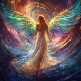 MEIYUDA Diamond Painting Kits for Adults, DIY Angel Diamond Art Kits for Adult Beginners, 5D Rainbow Angel Round Full Drill Gem Art Crafts for Home Wall Decor Present 12x12inch MEIYUDA