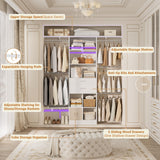 Small Closet System - 5FT Closet Organizer System with Wooden Drawers, 60 Inches Walk In Closet System With 5 Hanging Rods, Can Fit 1.58 to 6.8 FT with Reversible Hanging Shelving, White Besiost