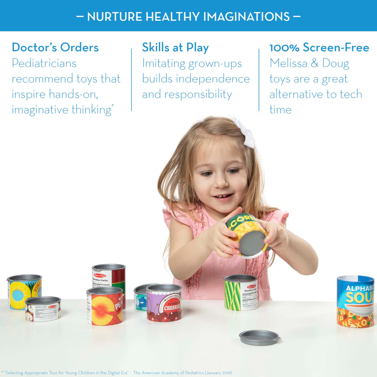 Melissa & Doug Let's Play House! Grocery Cans Play Food Kitchen Accessory ,3+ years- 10 Stackable Cans With Removable Lids Melissa & Doug