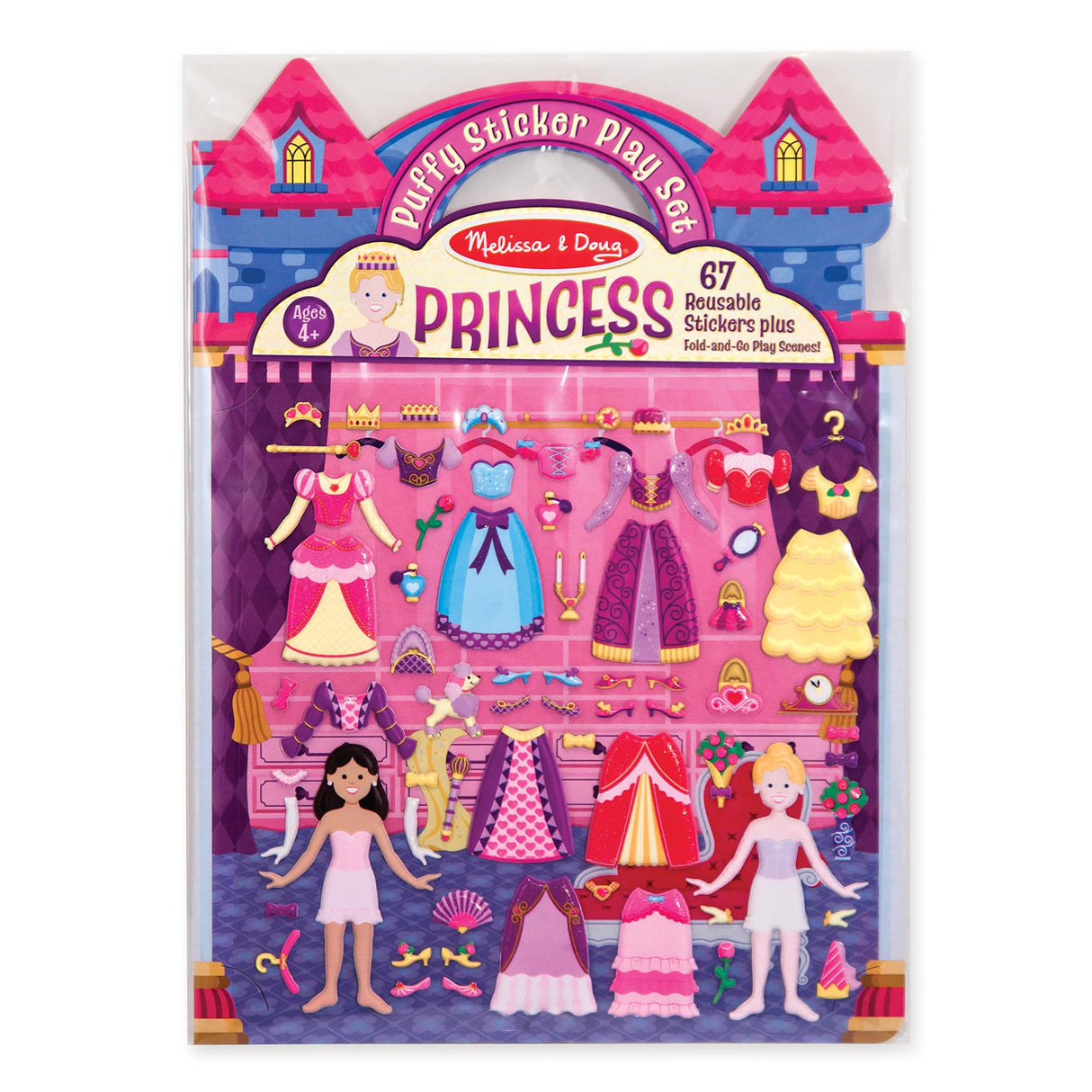 Melissa & Doug Puffy Sticker Set: Princess - 67 Reusable Stickers Kids Fashion Activities, Restickable Princess Sticker Book, Puffy Stickers for Kids Ages 4+ Melissa & Doug