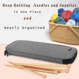 Teamoy Knitting Needles Case (Up to 14''), Travel Organizer Storage Bag for Knitting Needles, Tunisian Crochet Hooks and Accessories, Gray Teamoy