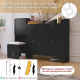 MOIANJI Modern Shoe Cabinet with 4 Flip Drawers, Large Shoe Storage Cabinet with Hidden Stool & Adjustable Shelves, Wood Shoe Rack Organizer for Entryway Foyer Hallway Living Room, Black MOIANJI