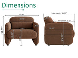 ISHUHL 33.46" Accent Chair, Oversized Sherpa Lamb Fabric Armchair Big Comfy Upholstered Armed Chair Single Sofa Chair with Waist Pillow for Bedroom, Living Room (Dark Brown) ISHUHL